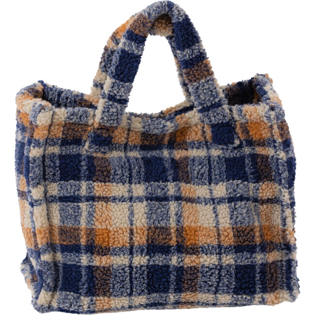 Small Teddy Tote, Navy Plaid