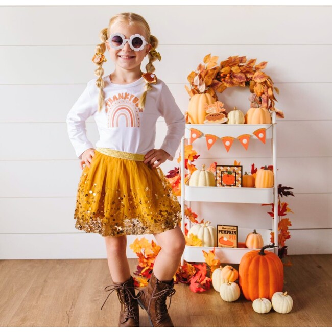 Thankful Retro Rainbow Thanksgiving Long Sleeve Shirt, White - Shirts - 2