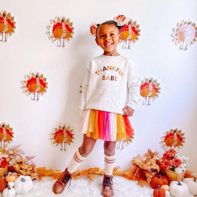 Thankful Babe Multi Thanksgiving Sweatshirt, Natural - Sweatshirts - 3