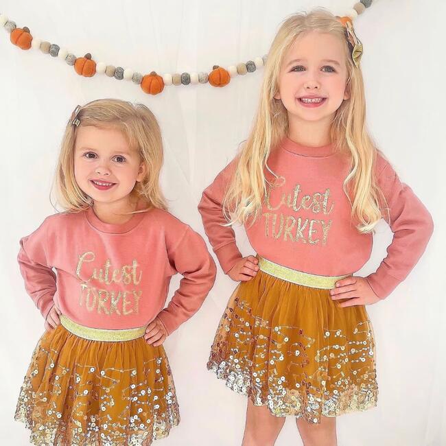 Cutest Turkey Thanksgiving Sweatshirt, Dusty Rose - Sweatshirts - 2
