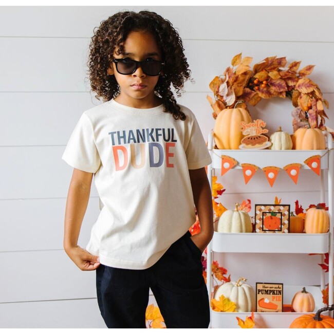 Thankful Dude Thanksgiving Short Sleeve T-Shirt, Natural - T-Shirts - 3