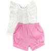 Ruffle Sleeve Short Set, Pink - Mixed Apparel Set - 1 - thumbnail