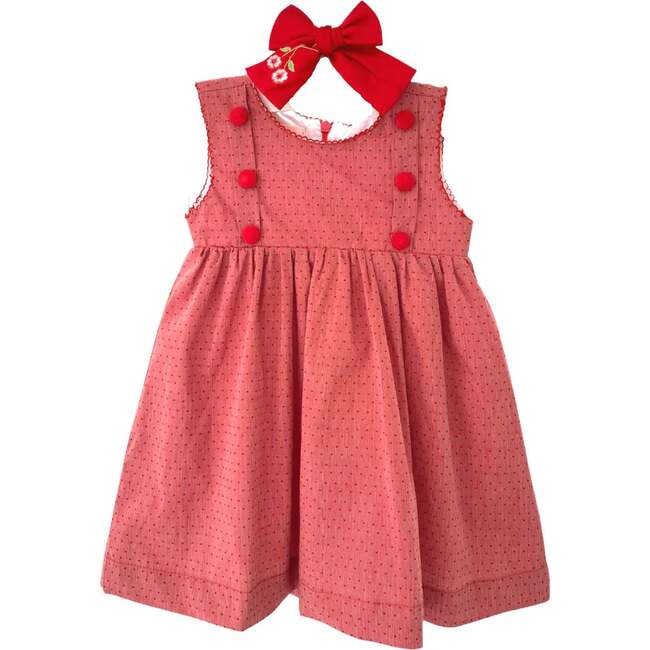 Red Swiss Dot Dress with Bow