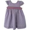 French Pinstripe Smocked Dress, Purple - Dresses - 1 - thumbnail