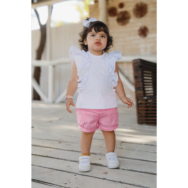 Ruffle Sleeve Short Set, Pink - Mixed Apparel Set - 2