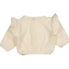 Long Sleeve Gauze Top with Ruffled Shoulder, Cream - T-Shirts - 2