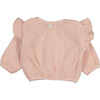 Gauze Long Sleeve Blouse with Ruffled Shoulders, Pink - Blouses - 2