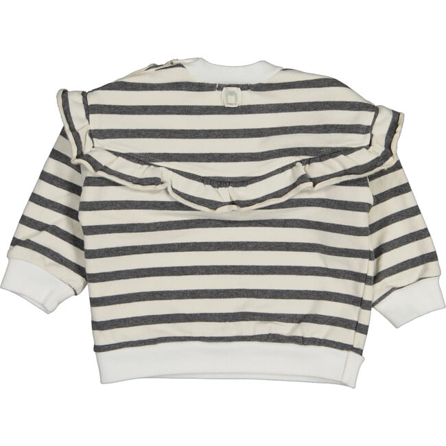 Long Sleeve Sweatshirt with Ruffled detail, Stripes - Sweatshirts - 2