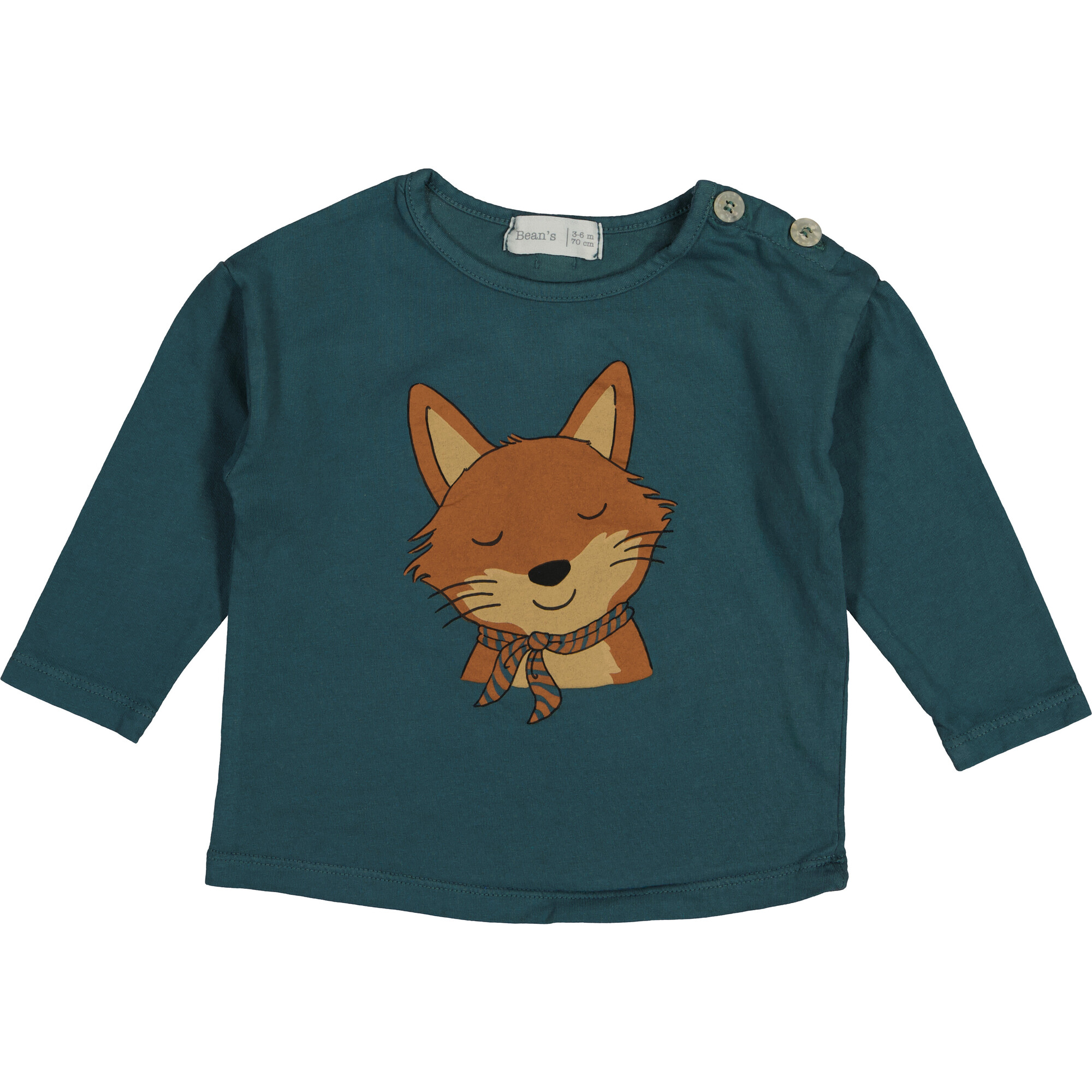 Long Sleeve Tee Shirt, Fox Head - T-Shirts - 1