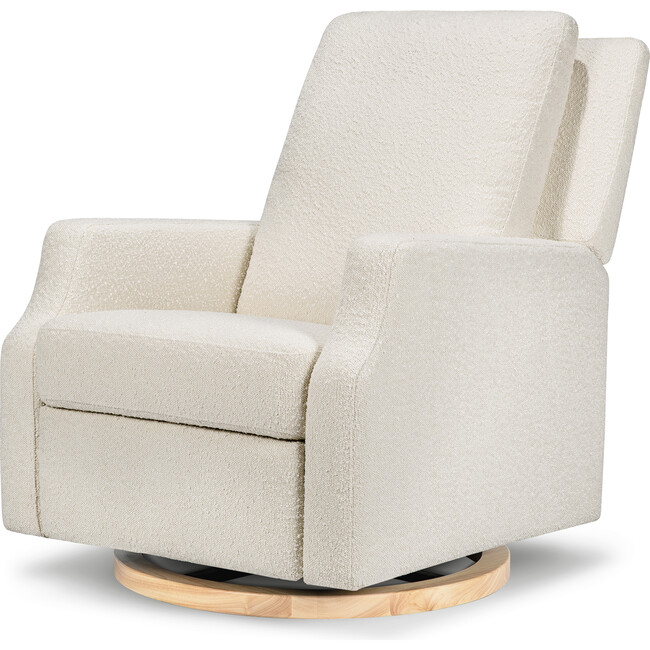 Crewe Recliner & Swivel Glider, Ivory Boucle With Light Wood Base