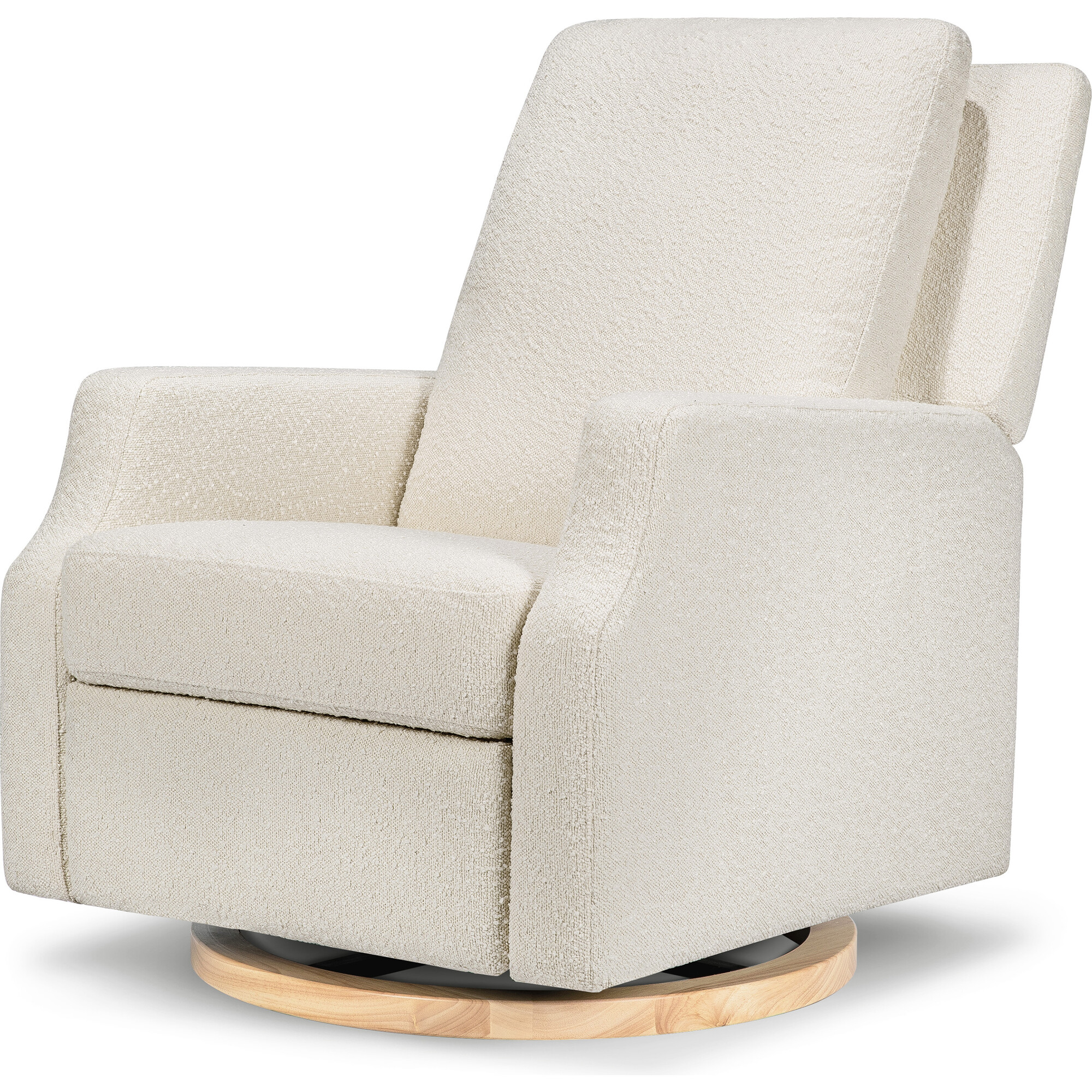 Crewe Recliner & Swivel Glider, Ivory Boucle With Light Wood Base - Swivel - 1