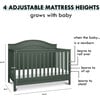 Charlie 4-In-1 Convertible Crib, Forest Green - Cribs - 4