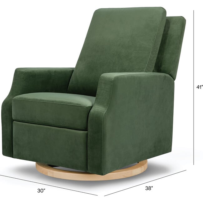 Crewe Recliner & Swivel Glider, Forest Green Velvet With Light Wood Base - Swivel - 4