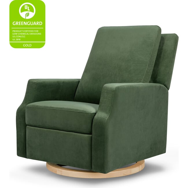 Crewe Recliner & Swivel Glider, Forest Green Velvet With Light Wood Base - Swivel - 5