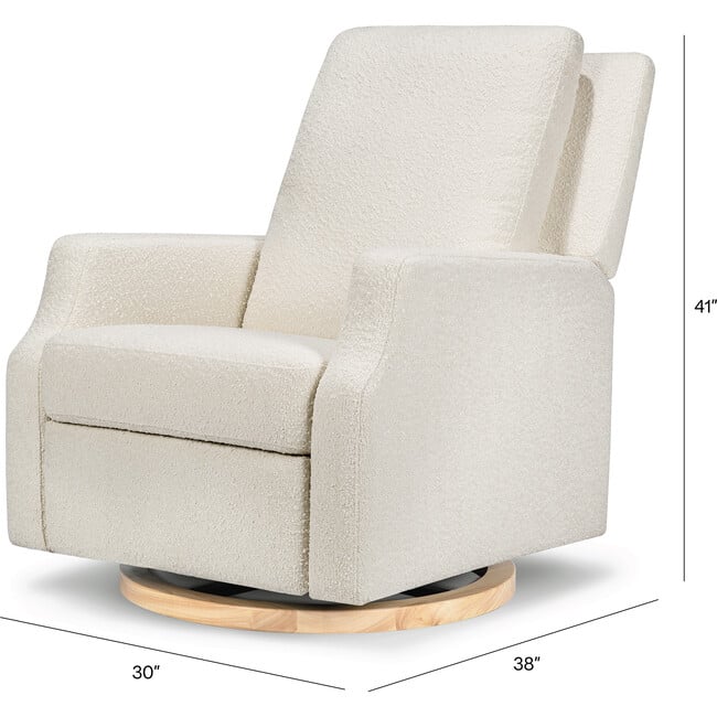 Crewe Recliner & Swivel Glider, Ivory Boucle With Light Wood Base - Swivel - 5