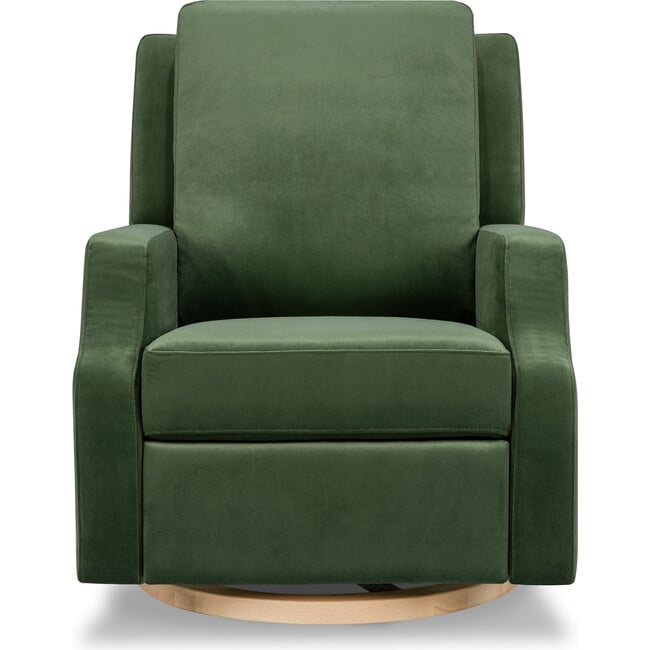 Crewe Recliner & Swivel Glider, Forest Green Velvet With Light Wood Base - Swivel - 6