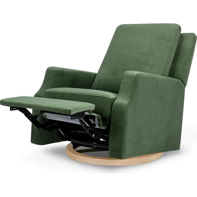 Crewe Recliner & Swivel Glider, Forest Green Velvet With Light Wood Base - Swivel - 7