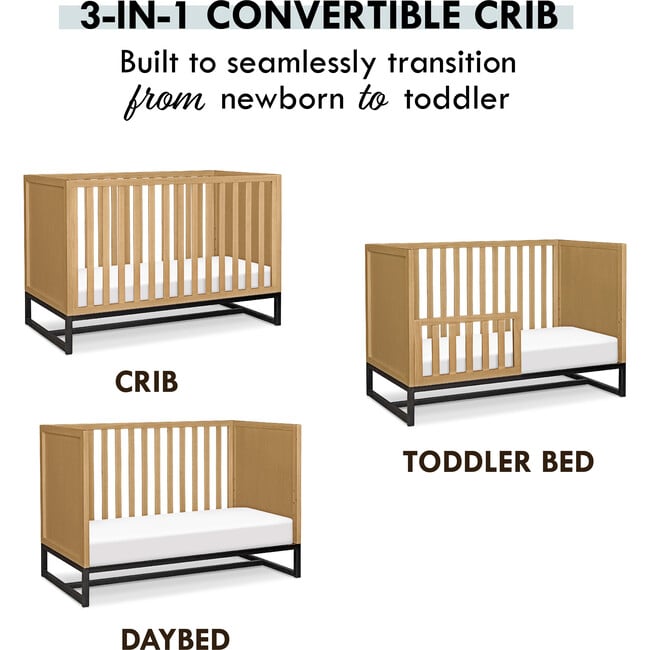 Ryder 3-In-1 Convertible Crib, Honey - Cribs - 8