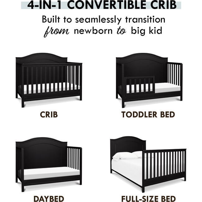 Charlie 4-In-1 Convertible Crib, Ebony - Cribs - 8