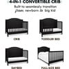 Charlie 4-In-1 Convertible Crib, Ebony - Cribs - 8