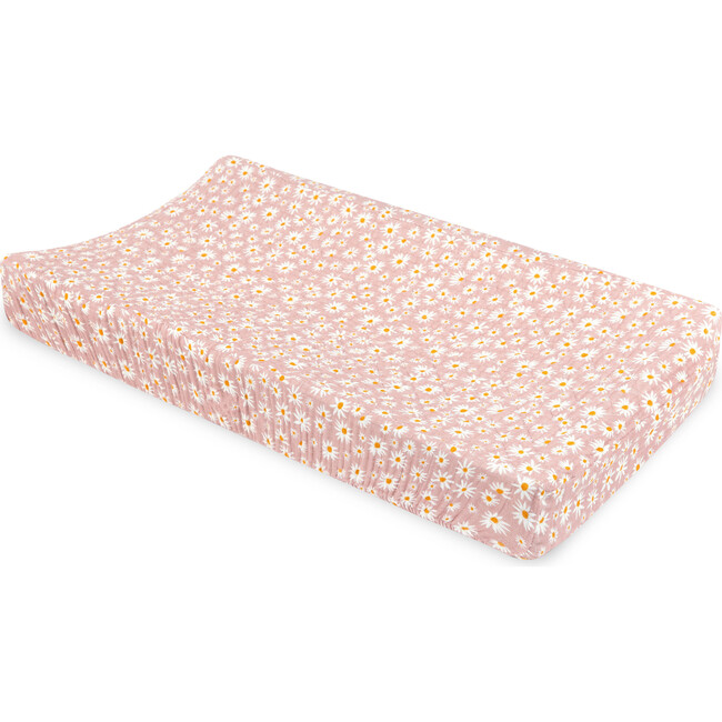 Organic Muslin Cotton Quilted Changing Pad Cover, Daisy