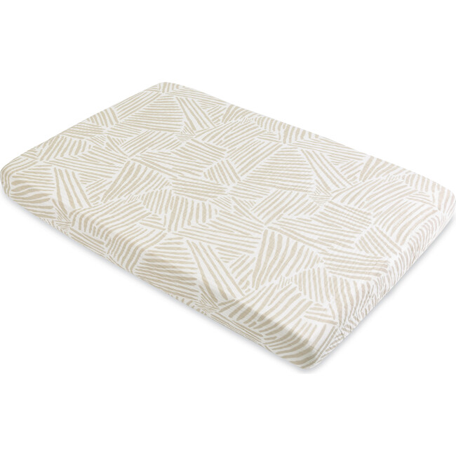 Organic Muslin Cotton Mini Crib Sheet, Oat Stripe