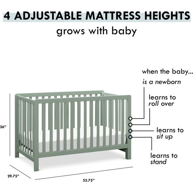 Colby 4-In-1 Low-Profile Convertible Crib, Light Sage - Cribs - 8