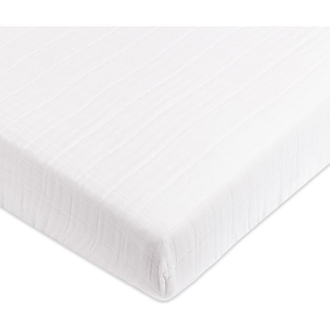 Organic Muslin Cotton Mini Crib Sheet, White - Crib Sheets - 3