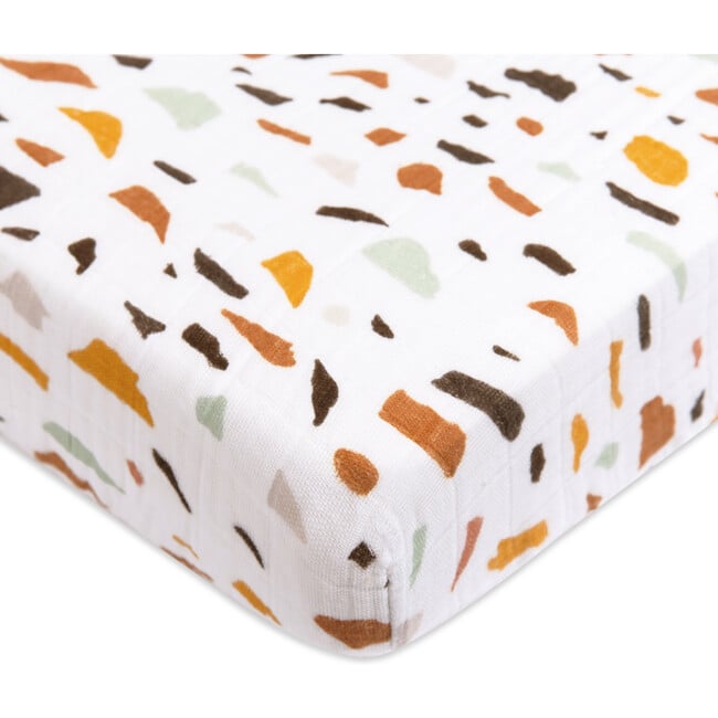 Organic Muslin Cotton Mini Crib Sheet, Terrazzo - Crib Sheets - 3