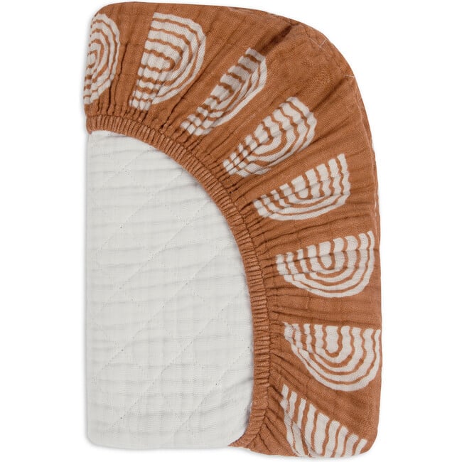 Organic Muslin Cotton Quilted Changing Pad Cover, Terracotta Rainbow - Changing Pads - 3