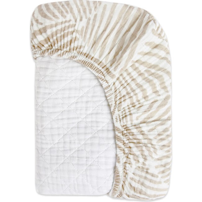 Organic Muslin Cotton Quilted Changing Pad Cover, Oat Stripe - Changing Pads - 3