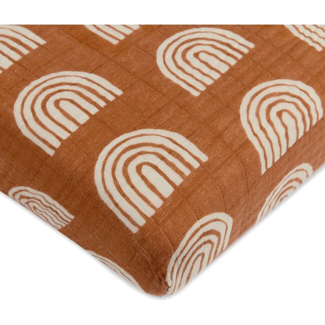 Organic Muslin Cotton Mini Crib Sheet, Terracotta Rainbow - Crib Sheets - 3