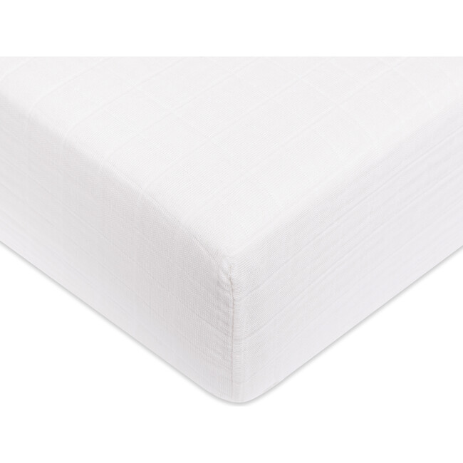 Organic Muslin Cotton Crib Sheet, White - Crib Sheets - 3