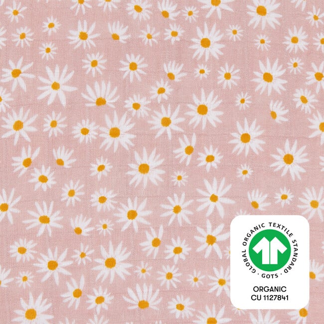 Organic Muslin Cotton Quilted Changing Pad Cover, Daisy - Changing Pads - 5