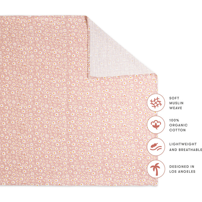 Organic Muslin Cotton Swaddle, Daisy - Swaddles - 6