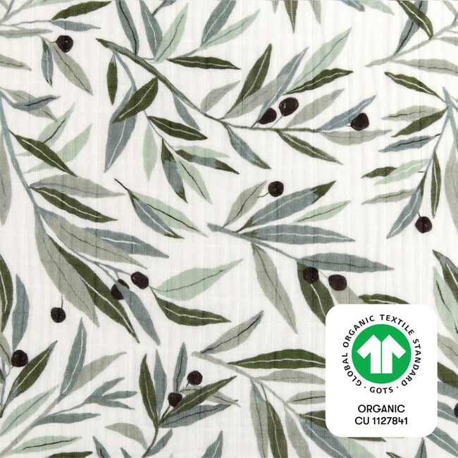 Organic Muslin Cotton Mini Crib Sheet, Olive Branches - Crib Sheets - 6