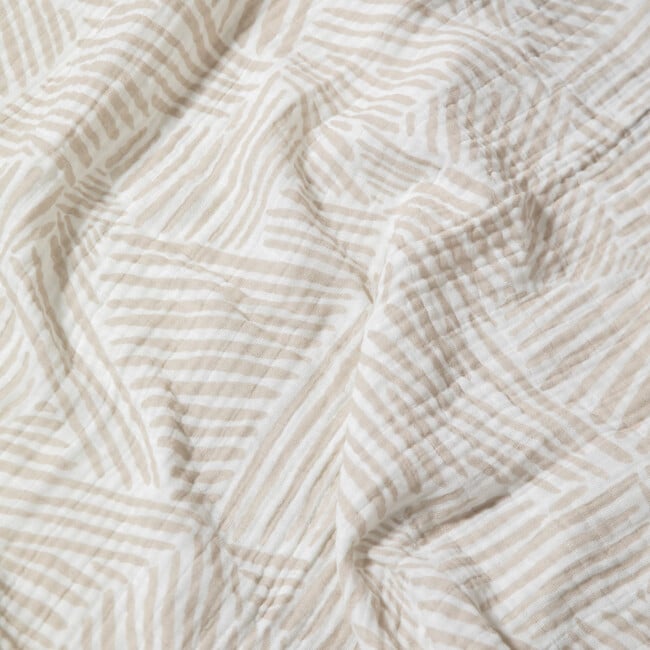 Organic Muslin Cotton Swaddle, Oat Stripe - Swaddles - 8