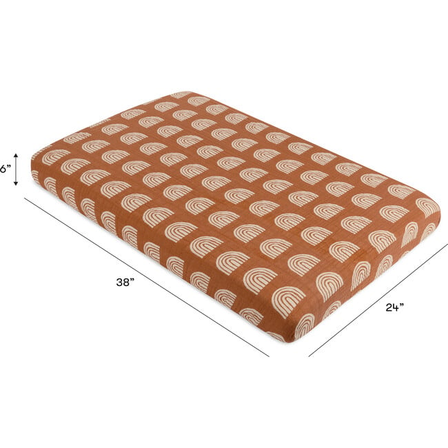 Organic Muslin Cotton Mini Crib Sheet, Terracotta Rainbow - Crib Sheets - 8