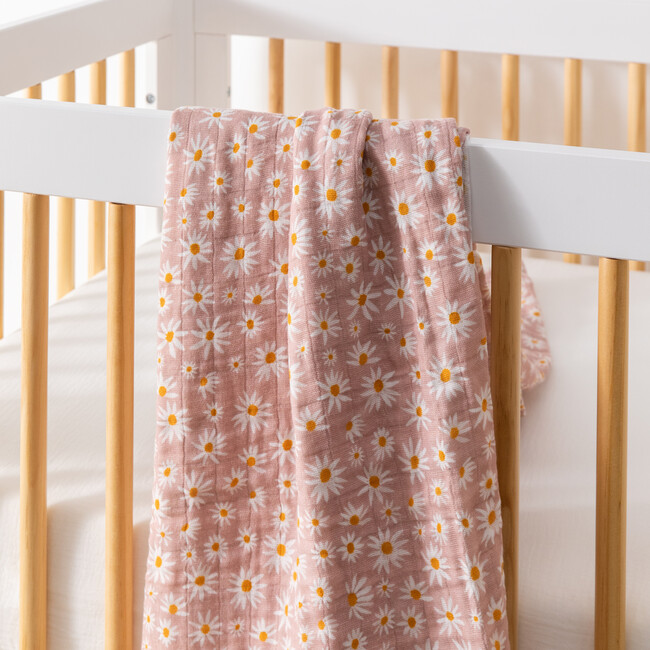 Organic Muslin Cotton Swaddle, Daisy - Swaddles - 9