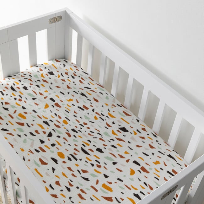 Organic Muslin Cotton Mini Crib Sheet Terrazzo Babyletto Sheets Maisonette