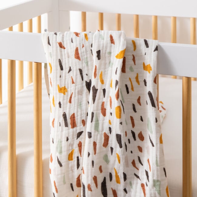 Organic Muslin Cotton Swaddle, Terrazzo - Swaddles - 9