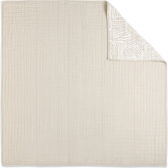 Organic Muslin Cotton 3-Layer Quilt, Oat Stripe - Quilts - 4