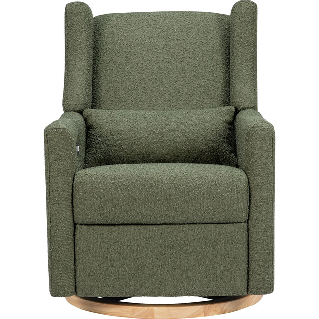 Kiwi Electronic Recliner & Swivel Glider With Usb Port, Olive Boucle With Light Wood Base - Swivel - 3