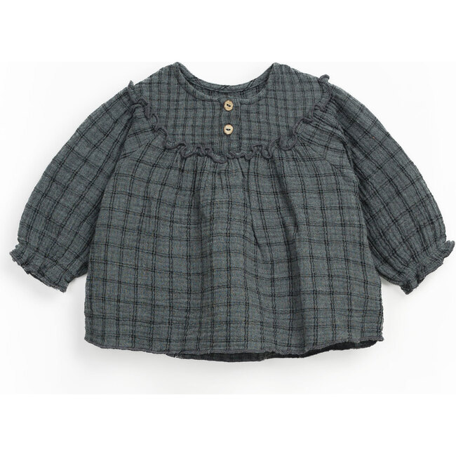 Blouse, Checked Print, Charcoal