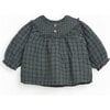 Blouse, Checked Print, Charcoal - Blouses - 1 - thumbnail