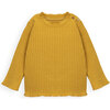 Ribbed Long Sleeve Tee Shirt, Mustard - T-Shirts - 1 - thumbnail