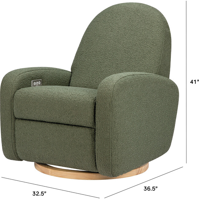 Nami Electronic Recliner & Swivel Glider Recliner With Usb Port, Olive With Light Wood Base - Swivel - 9