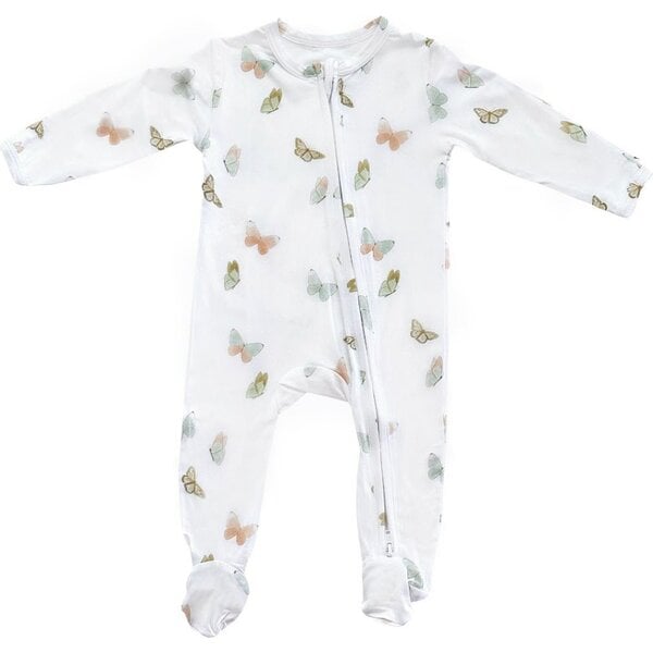 Footie Zippered One Piece, Butterflies - Dear Perli Sleepwear | Maisonette