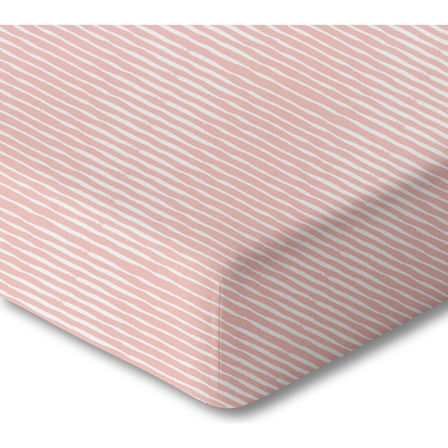 Organic Print Crib Sheet, Pink And White Stripes