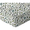 Organic Print Crib Sheet, Green Leaves - Crib Sheets - 1 - thumbnail